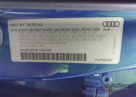 2016 Audi S3 2.0T Premium Plus из США, поврежденный, VIN WAUB1GFF4G1045406